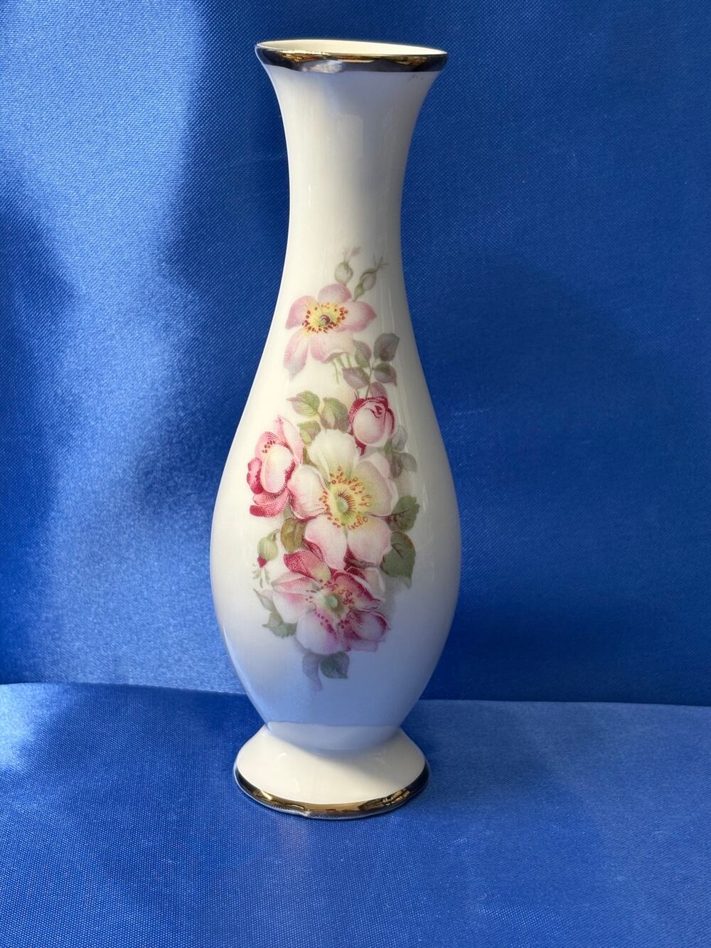 Vintage White Porcelain Bud Vase Gerold Porzellan Germany Accented with Flowers